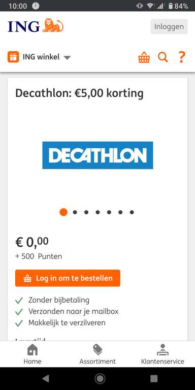 Gratis bon Decathlon van 5 euro voor 500 rentepunten