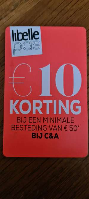 10 euro korting C&A bij besteding van 50 euro.