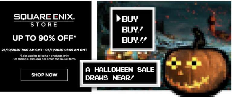 Halloween sale bij de Square Enix Store
