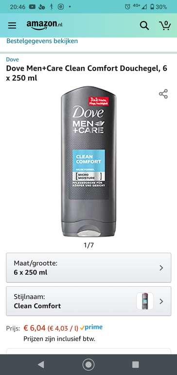 Dove men + care clean comfort 6x250 ml