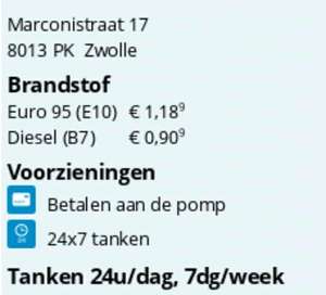Tanken bij SuperTank Zwolle (Euro95/1.189 - Diesel/0,909)