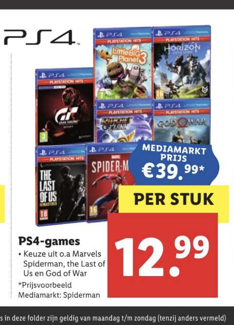 Diverse Playstation 4 games bij Lidl voor €12,99