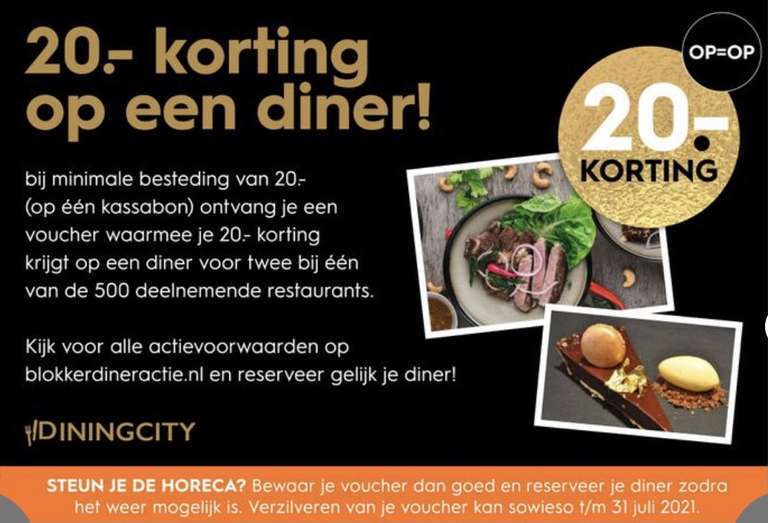 Dineractie 20 euro korting bij 500 restaurants @ Blokker