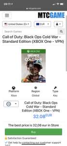 Call of duty cold war Xbox One VPN