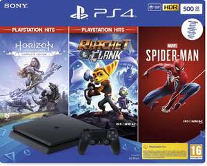 PlayStation 4 Slim (500 GB) + Spider-Man + Ratchet & Clank + Hoizon: Zero Dawn