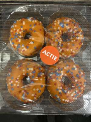 4-pack gedecoreerde Oranje donuts bij Dirk