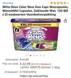 Witte Reus Color Reus Duo Caps Wascapsules, Wasmiddel Capsules, Gekleurde Was, 120 (60 x 2) wasbeurten Voordeelverpakking