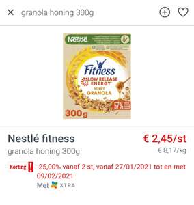 [GRENSDEAL BELGIË] 2 pakken Nestlé fitness (na cashback) @ Colruyt