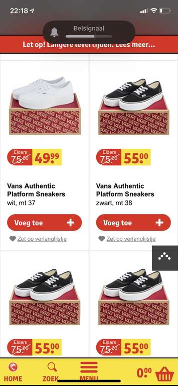 Vans sneakers voor €45 en €55