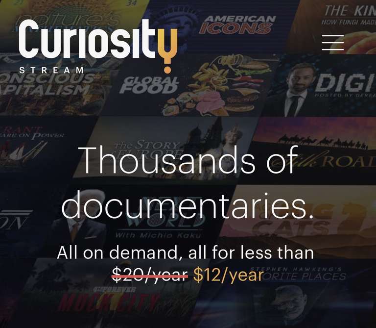 CuriosityStream - Earth Day korting - 40%