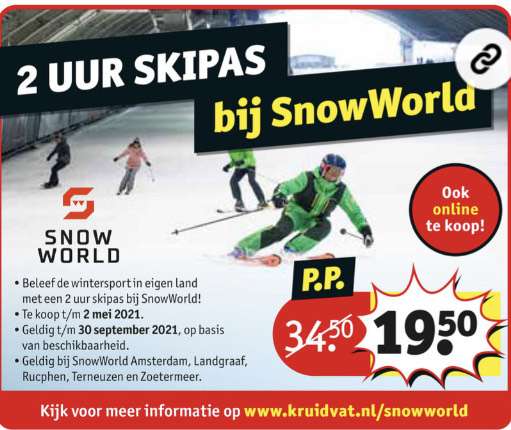 2 uur Skipas voor SnowWorld bij Kruidvat
