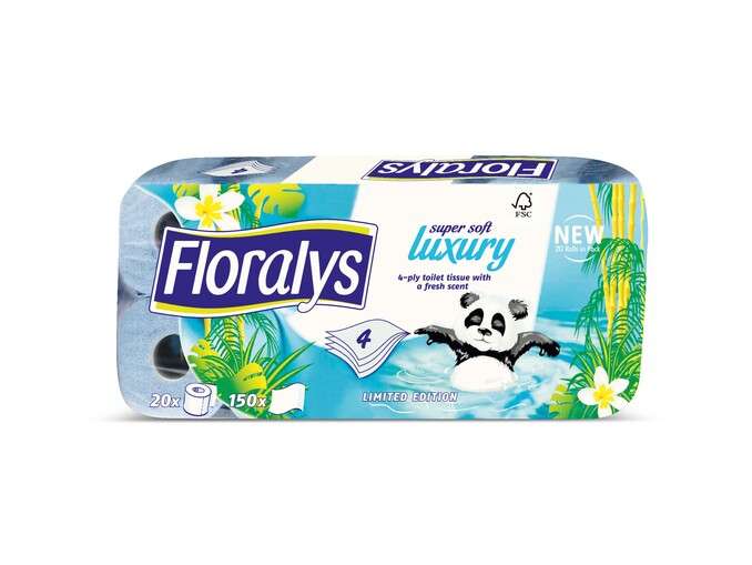 20 rollen Floralys Panda 4-laags toilet papier €5 @ Lidl