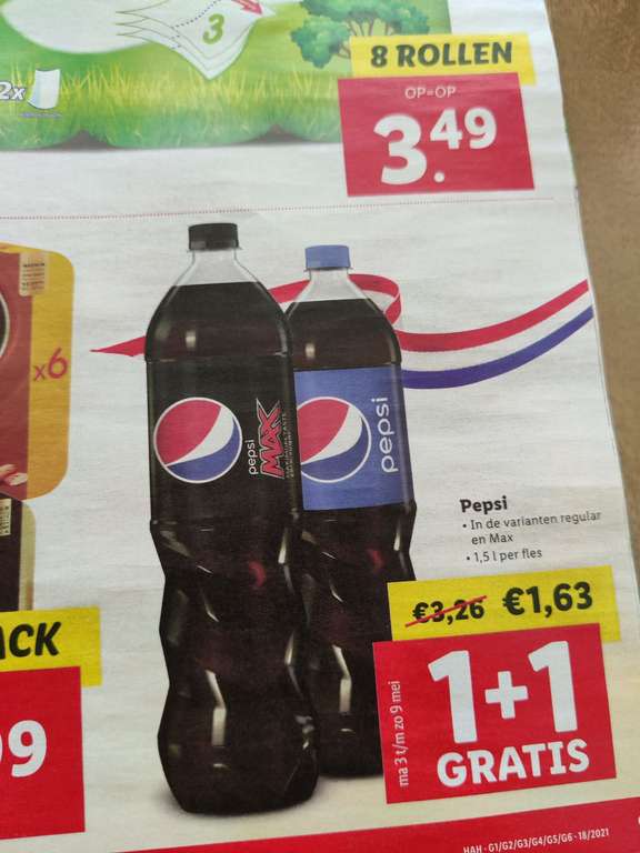 Pepsi 1+1 gratis bij Lidl vanaf 3 mei