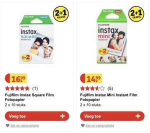 Fujifilm instax film (mini/square) 2+1 gratis bij Kruidvat