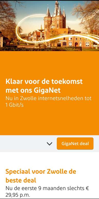[Lokaal: Zwolle] Ziggo Giganet deal: 1Gbit/s 9 maanden voor €29.95, daarna €99.95