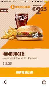 Hamburger + Frietjes + Frisdrank (+ Soft ijsje) voor €2,25 @ Burger King (+ meer €1 deals)