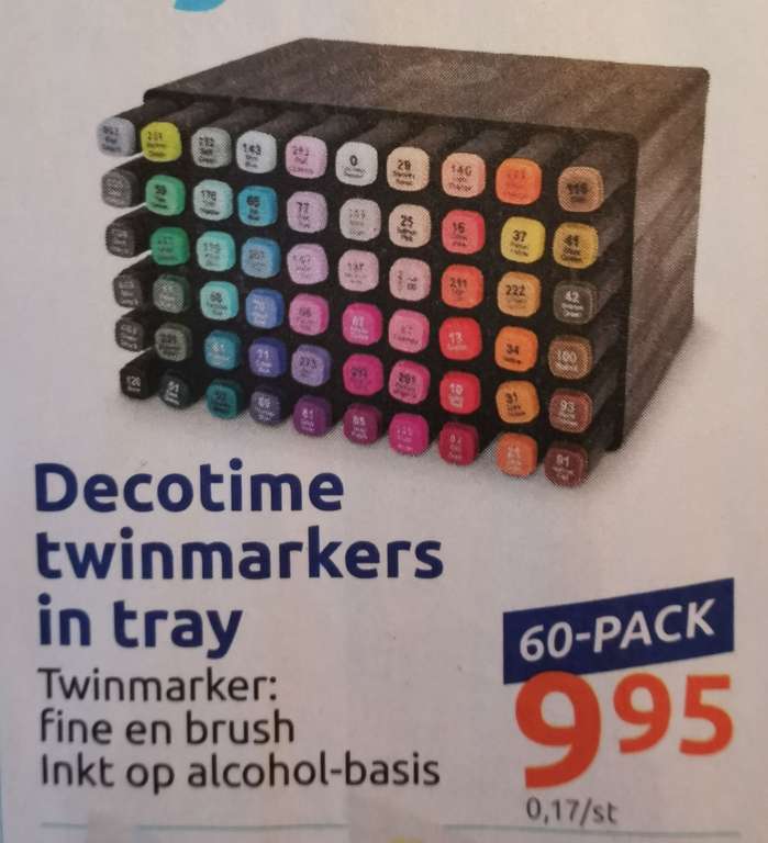 60-pack Decotime twinmarkers in tray @ Action