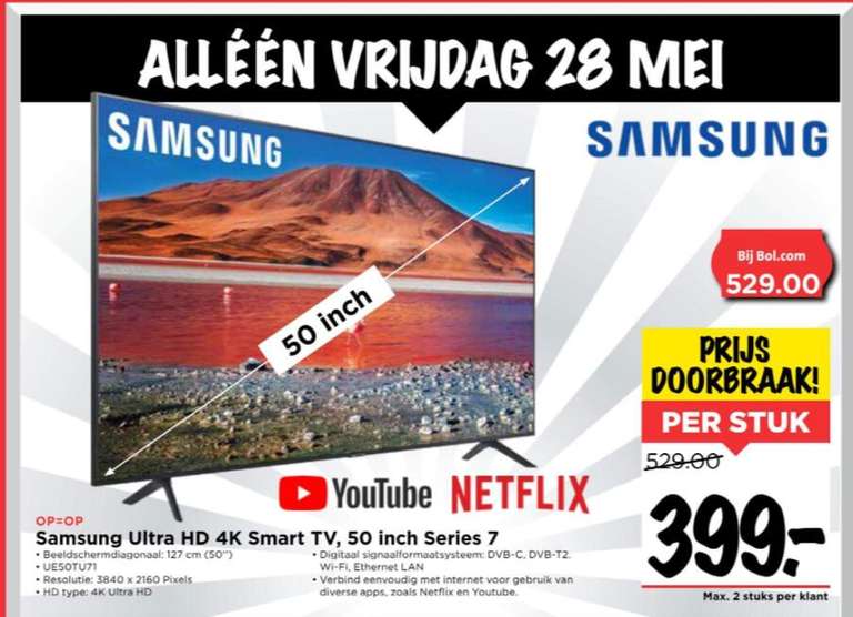VOMAR - Samsung Ultra HD 4K Smart TV, 50 inches Series 7 (UE50TU71)