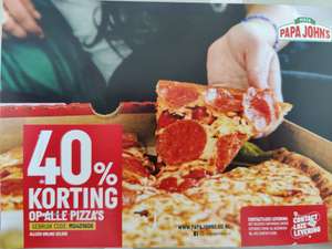 Papa John's pizza 40% korting