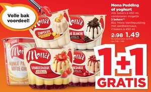 Alle Mona pudding of yoghurt 1+1 gratis @Plus