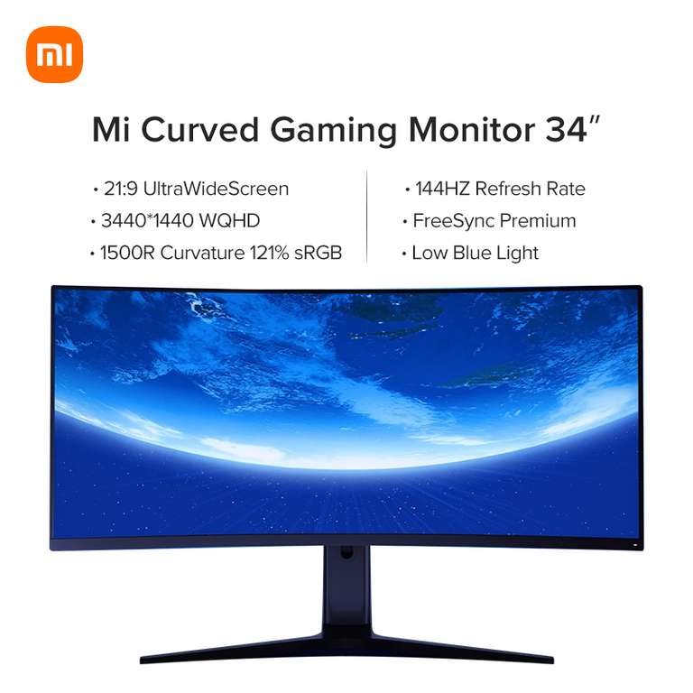 [Nu €369,99] Xiaomi Mi 34" Curved Gaming Monitor 144Hz voor €379,99 na code @ Gshopper