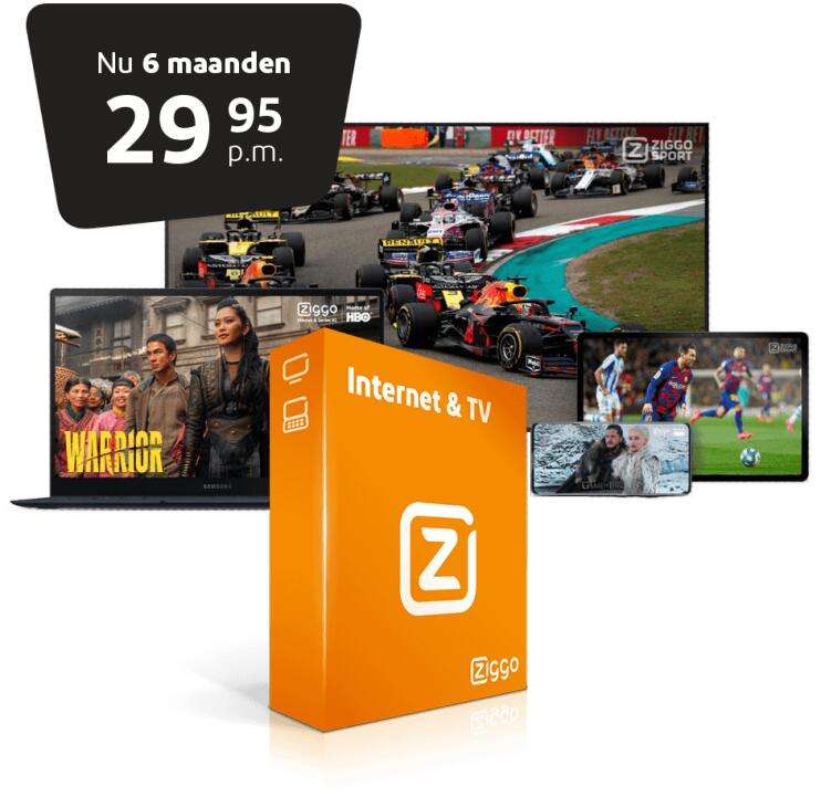 Tijdelijk 6 maanden Ziggo voor €29,95 p.m. + gratis tv-pakket en geen aansluitkosten