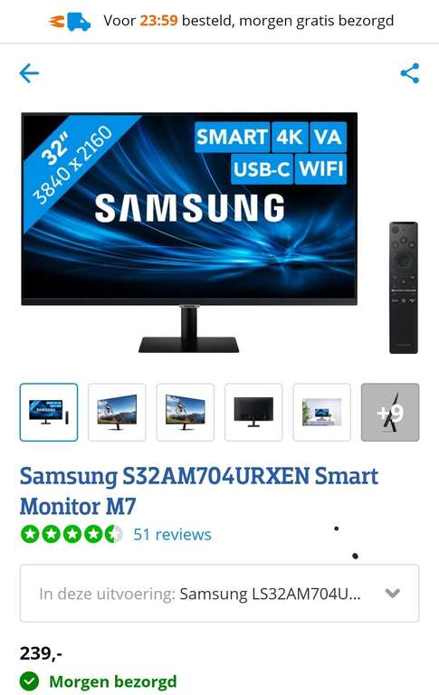(Enkel in Coolblue app) Samsung M7 Smart Monitor