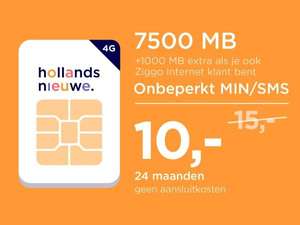 ING Punten: Hollandsnieuwe 2 jaar 7500 MB, onbeperkt bellen/SMS, geen aansluitkosten (+extra's voor Ziggo klanten)