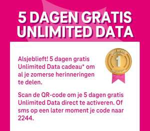 (Gratis) T-mobile 5 dagen gratis Unlimited Data cadeau (CHECK JE MAIL)