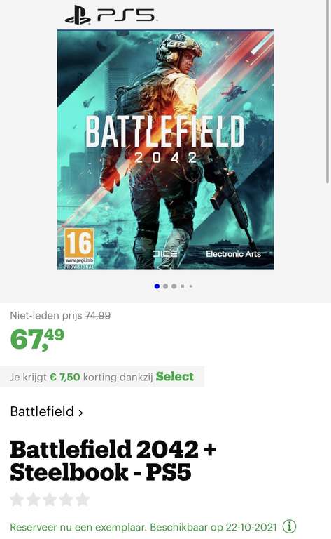 Select leden €7,50 korting op de pre-order Battlefield 2042 Special Edition op de PS5, PS4 & Xbox