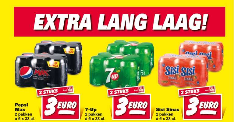 Pepsi Max, 7-Up en Sisi €3 per 12 blikjes - Nettorama