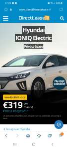 Private lease Hyundai Ioniq Electric 319 euro