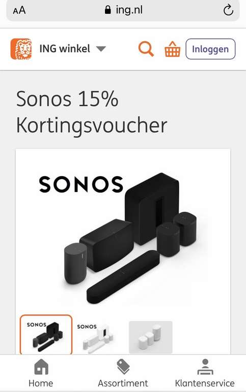 Sonos 15% Kortingsvoucher via ING punten
