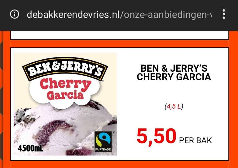 Ben & Jerry’s Schepijs Cherry Garcia 4,5 liter (De Bakker en De Vries)