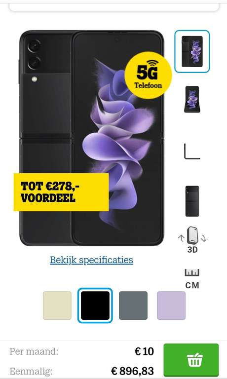 [Tele2 1 mnd Abo] Samsung Galaxy Z flip 3 5g 128gb