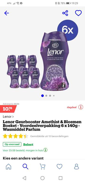 Lenor Geurbooster Amethist & Bloemen Boeket - Voordeelverpakking 6 x 140g - Wasmiddel Parfum