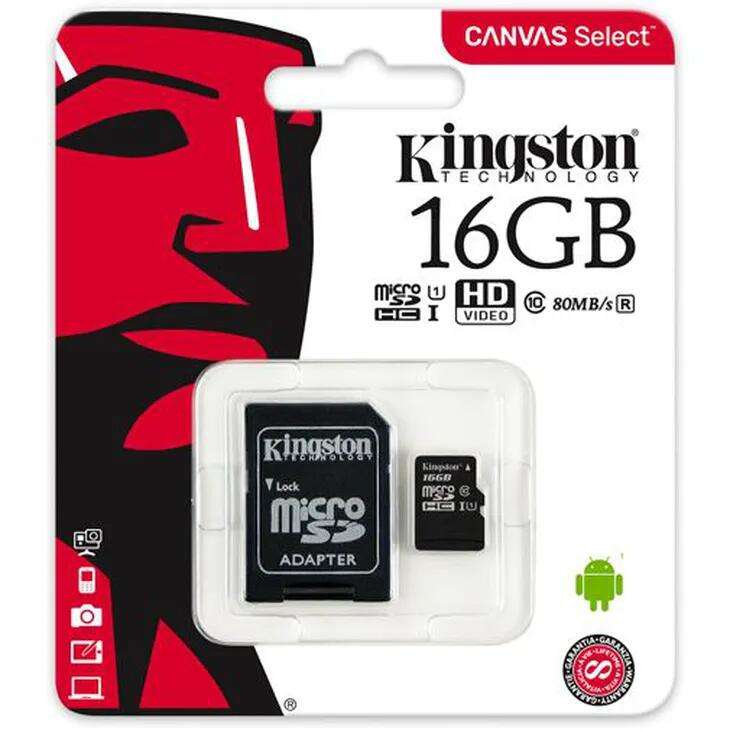 Kingston Canvas Select microSDHC 16GB + SD-adapter €1,95