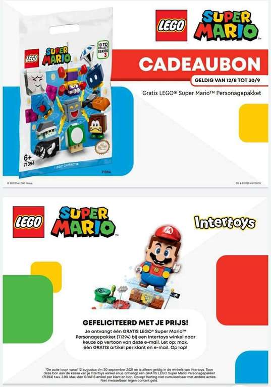 GRATIS LEGO Super Mario Personagepakket (71394) bij Intertoys