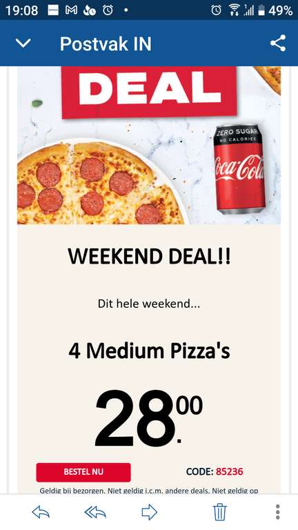 4 Medium Pizza's €28 @Domino's