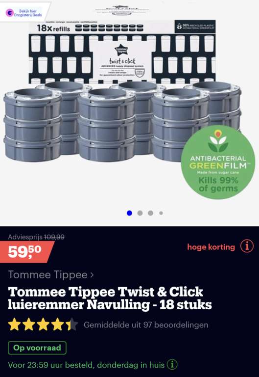 Tommee Tippee Twist & Click navulling - 18 stuks