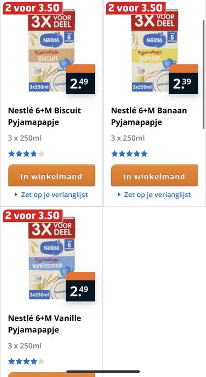 Nestlé 6+M Pyjamapapje 2 voor €3,50 verschillende smaakjes
