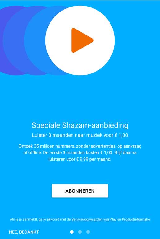 3 maanden Google Play Music voor €1 @ Shazam App