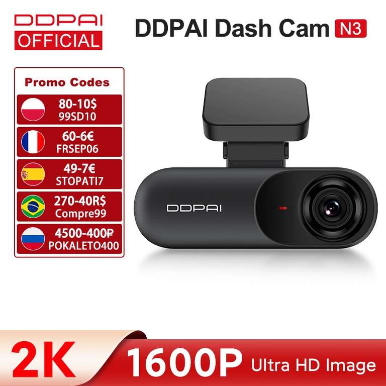 DDPAI Dash Cam Mola N3 1600P HD GPS 2K