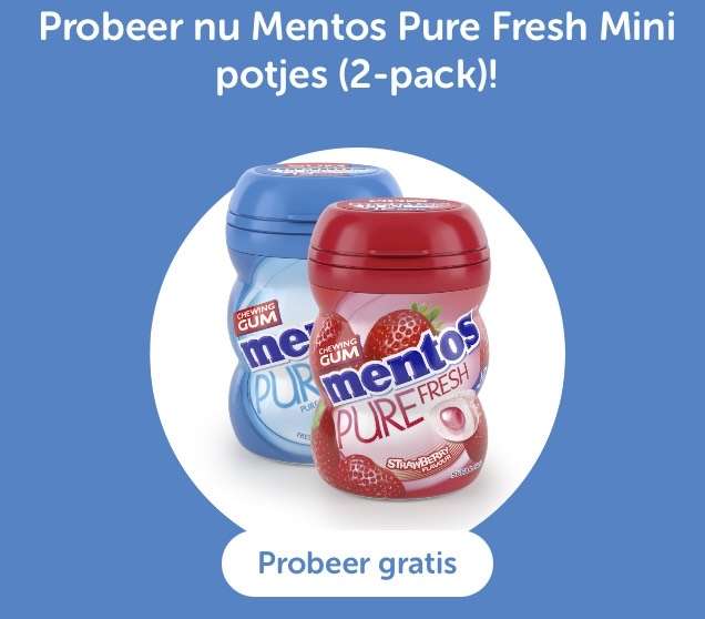 Gratis Mentos Pure Fresh Mini 2-pack @ Tikkie