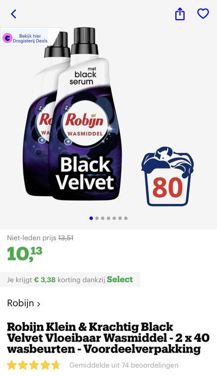 [select deals bol.com] robijn wasmiddel 80 wasbeurten black velvet & zwitsal