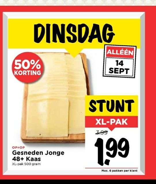 Vomar: 500 gram kaas voor 1,99 euro!!!
