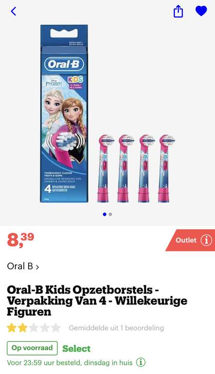 [bol.com] Oral-B Kids Opzetborstels, Verpakking Van 4 €8,39