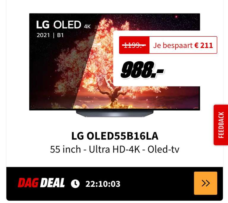 Dagdeal: LG B1 55 inch 4K Smart OLED TV 2021