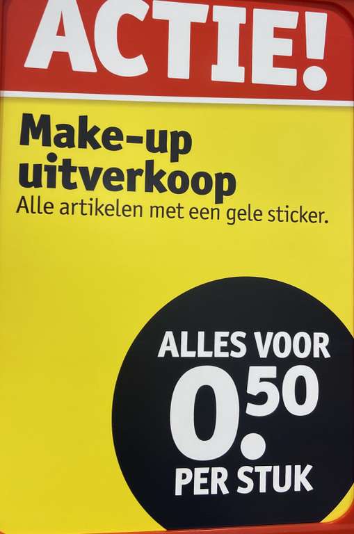 0,50 make-up met gele sticker kruidvat en trekpleister
