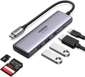 UGREEN USB C Hub 4K @ 60Hz (100W PowerDelivery, 2x USB 3.0, HDMI, SD / TF-kaartlezer) voor €26,99 @ Amazon NL